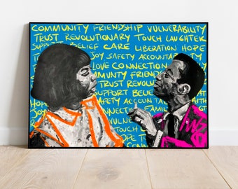 Lámina artística de Nina Simone y James Baldwin, póster de grafiti afroamericano, tablón de anuncios sobre historia afroamericana (descarga digital)