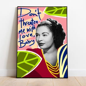 Billie Holiday plakat, plakaty muzyków jazzowych, plakaty inspirujących cytatów czarnoskórych kobiet, cytaty z historii czarnoskórych, sztuka ścienna do klasy muzycznej