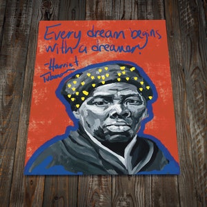 Cartel de Harriet Tubman, impresión de citas escritas a mano motivacional, impresión de graffiti, arte americano negro, propiedad de negros, impresiones de arte feminista, Wallart