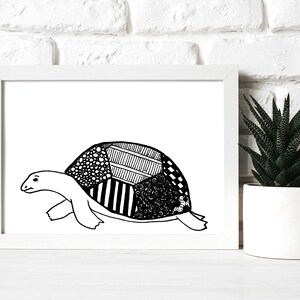 Schildkröte Print Bundle, druckbare Postkarten, Schwarzweiß-Waldkindergarten-Kunst, stationärer Valentinstag, einfache Grußkarte