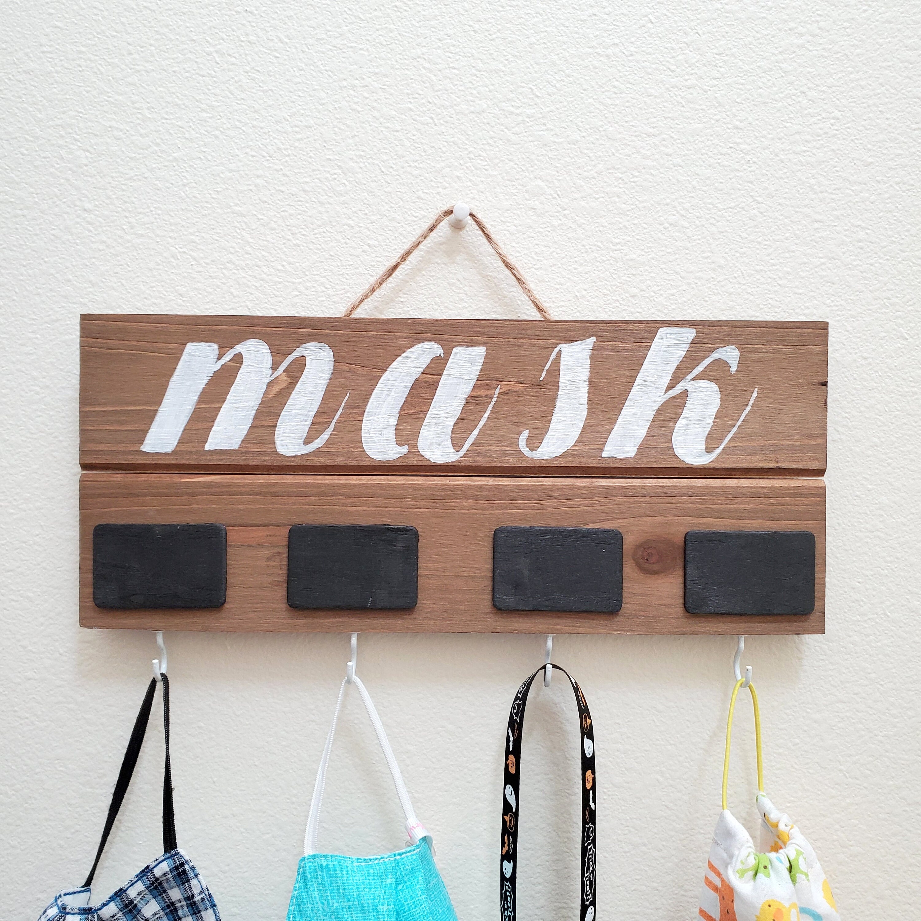 Face mask organizer Wall mask holder Wood mask hanger Etsy