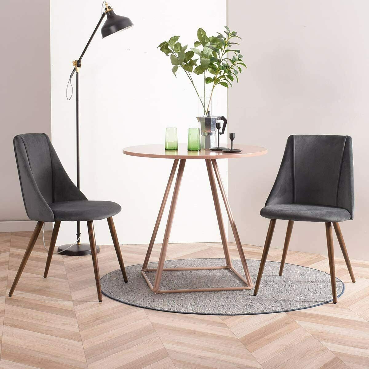 Set of 2 Dining Chair Velvet Upholstered Chairs Metal Legs Etsy