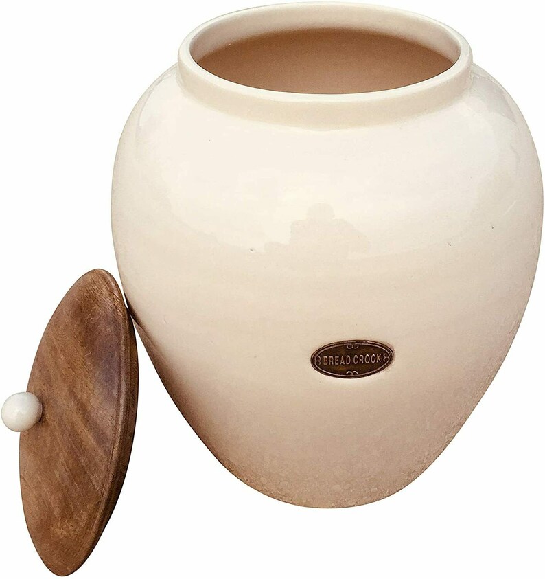 Cream Ceramic Porcelain Glazed Bread Bin Large Jar Home Etsy