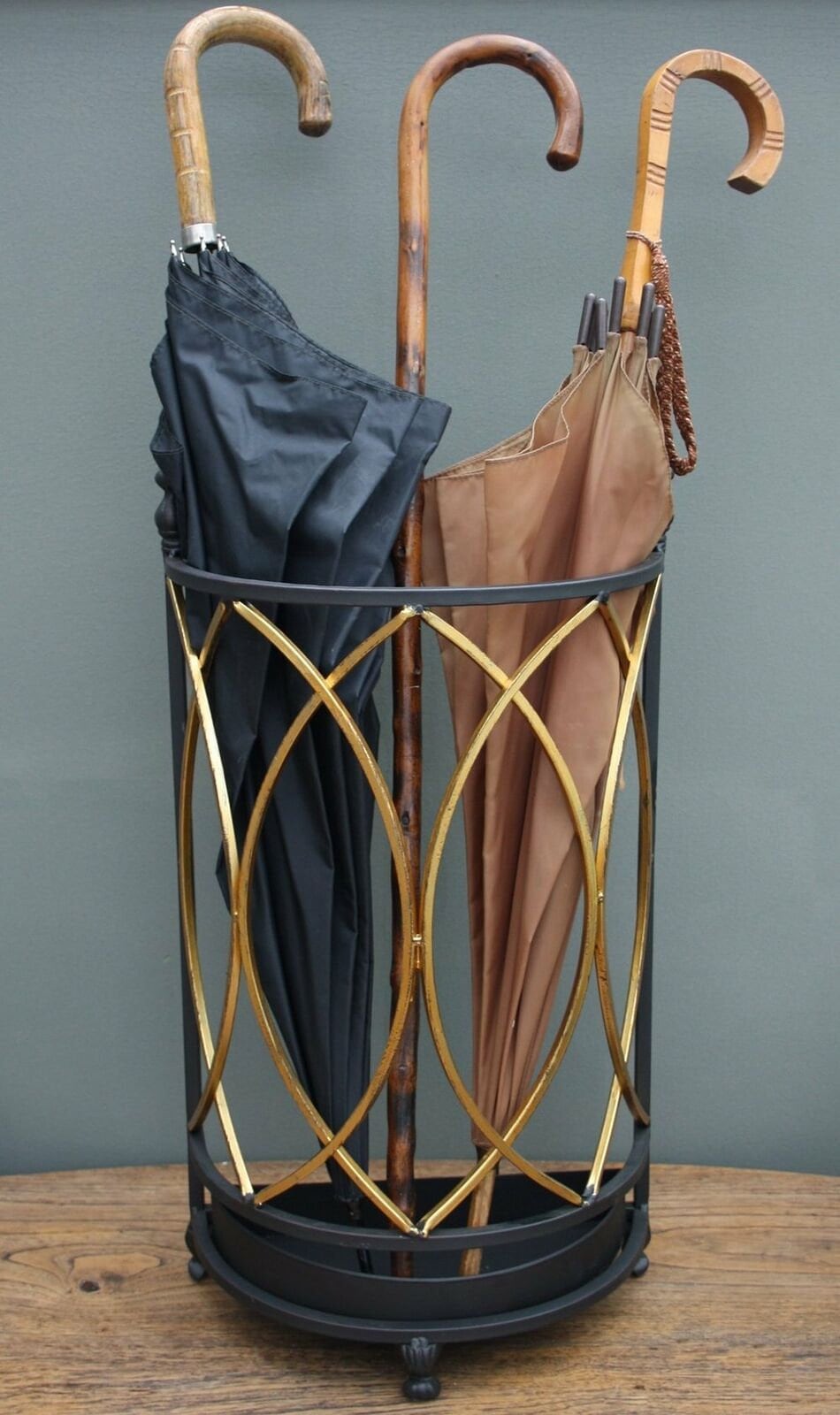 A black and gold semi circular umbrella stand Half Moon GK41 Etsy