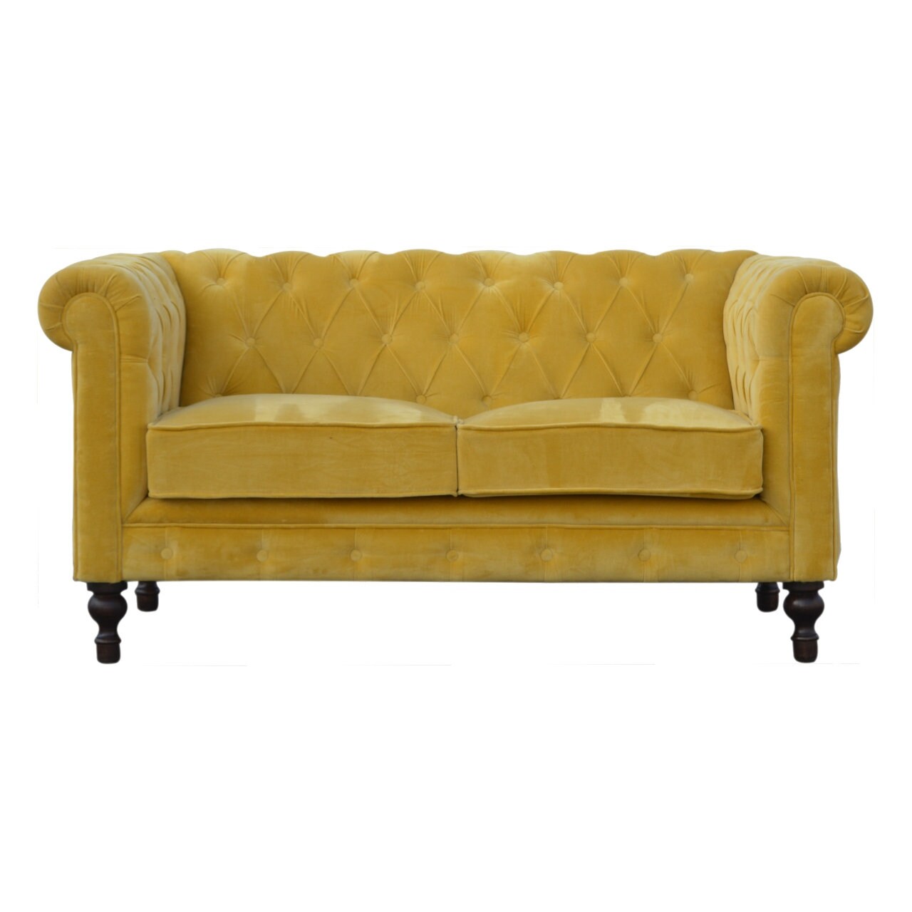 Stunning Mustard Velvet 2 Seater Chesterfield Sofa Hand Etsy