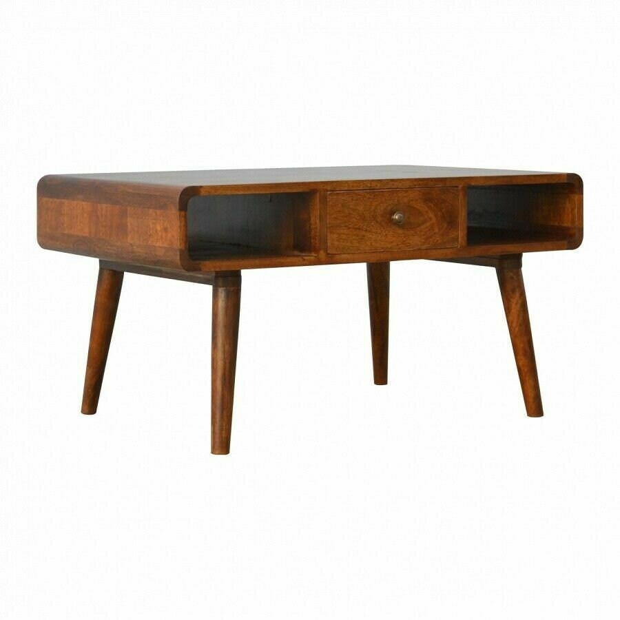 Art Deco Style Solid Wood Curved Coffee Table Scandi Etsy