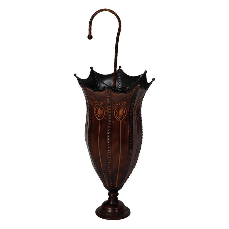 Crafted from metal with a rustic finish Umbrella Stand Antiqued Finish