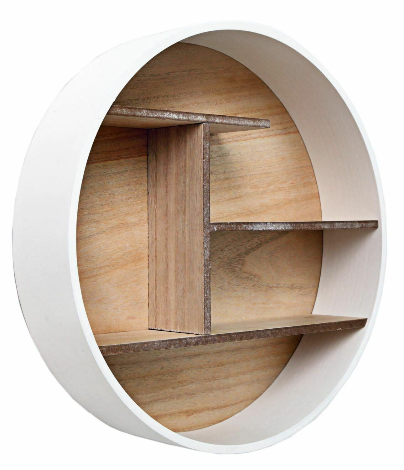 Contemporary Round Wall Mounted White Wooden Multi Shelf Etsy