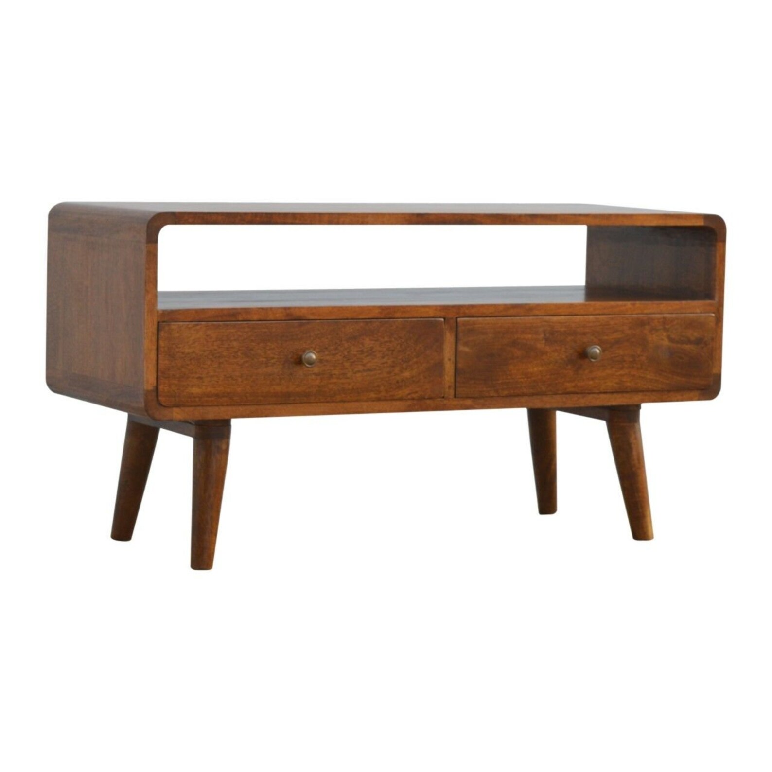Mid Century Modern Dark Wood TV Media Unit Assembled Etsy