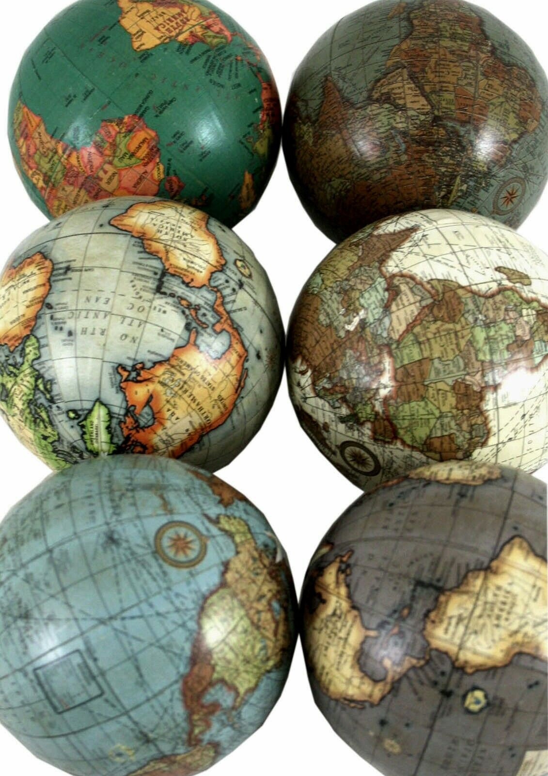 A set of 6 miniature 3 inch globes in six different colours  Etsy