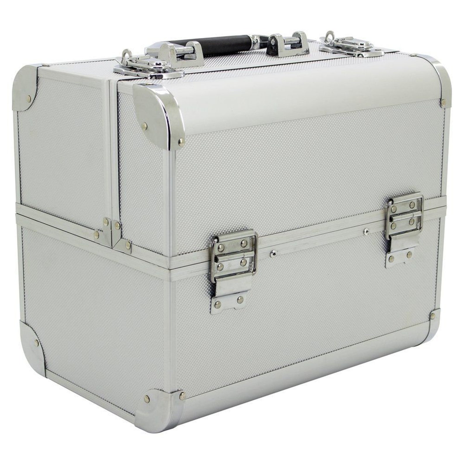 Silver Makeup Cosmetic Vanity Case with Fold Out Trays Etsy