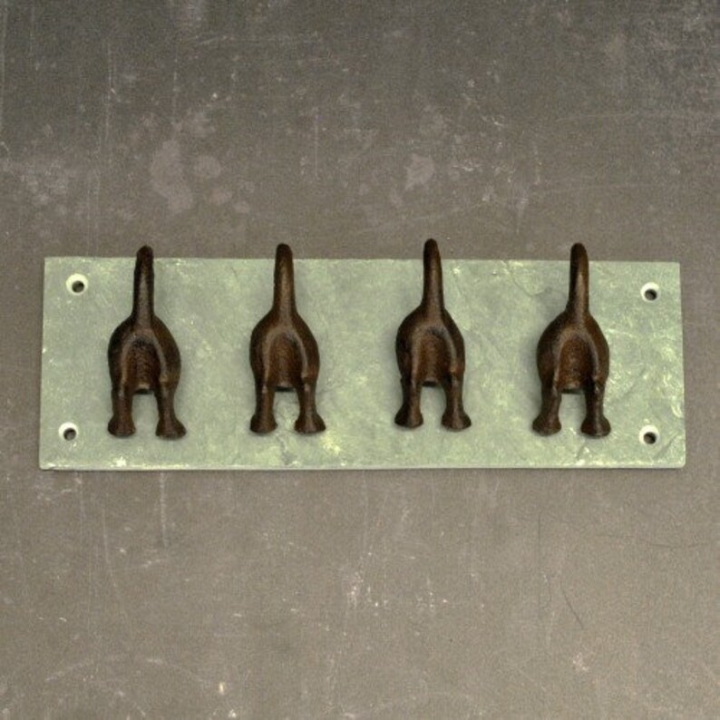 Cast Iron and Slate Dog Tail Wall Hooks 7cm x 30cm x 10cm Etsy