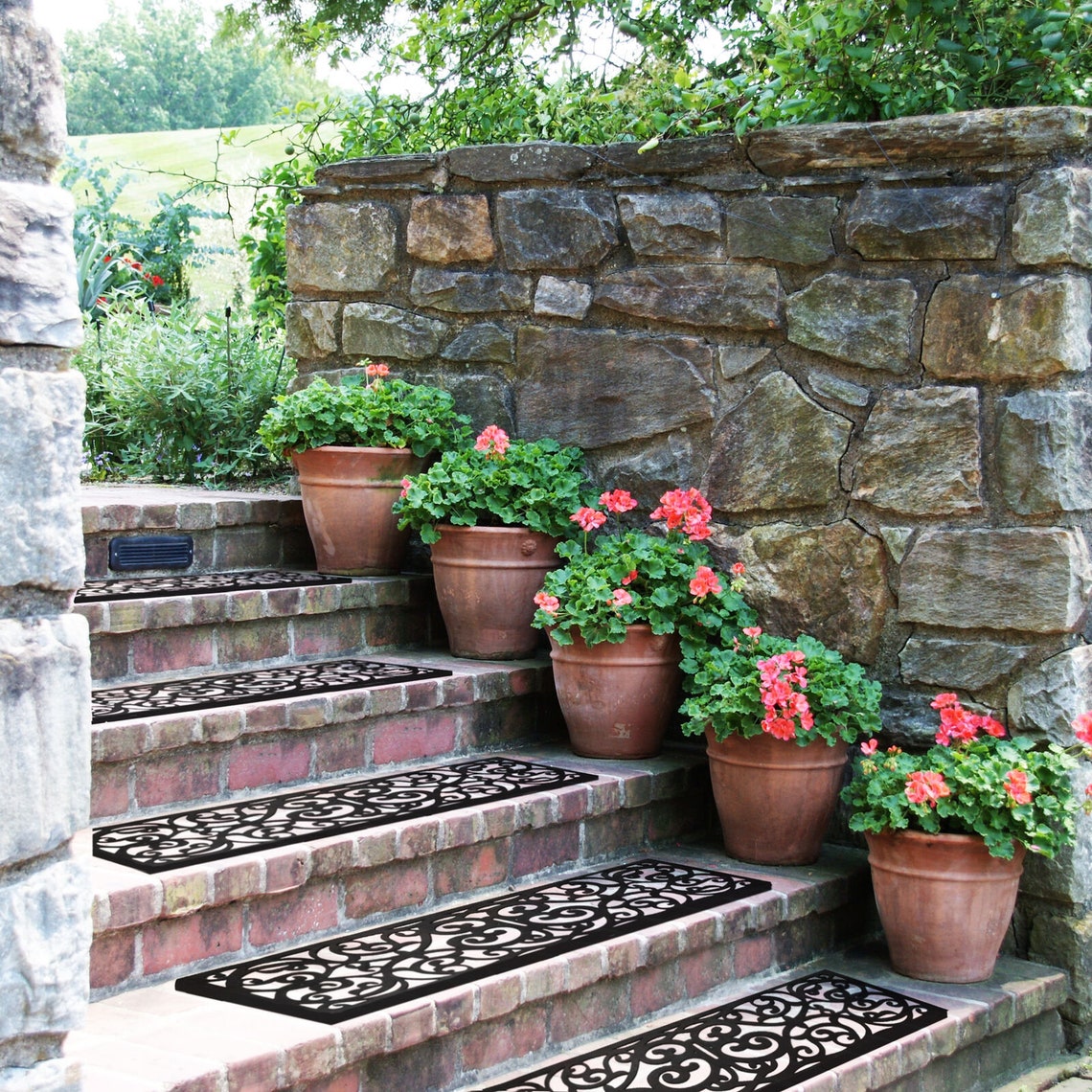 Set of 4 Rubber Stair Treads NonSlip Indoor & Outdoor Door Etsy