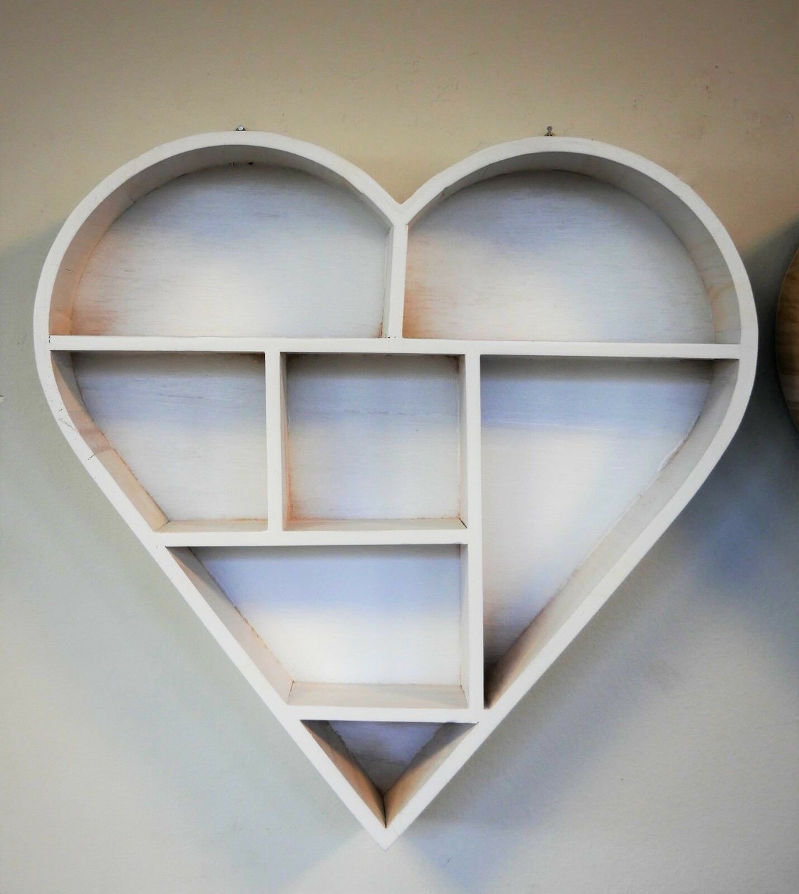 Wooden Heart Shaped Wall Hanging Shelf Unique Display Unit Etsy