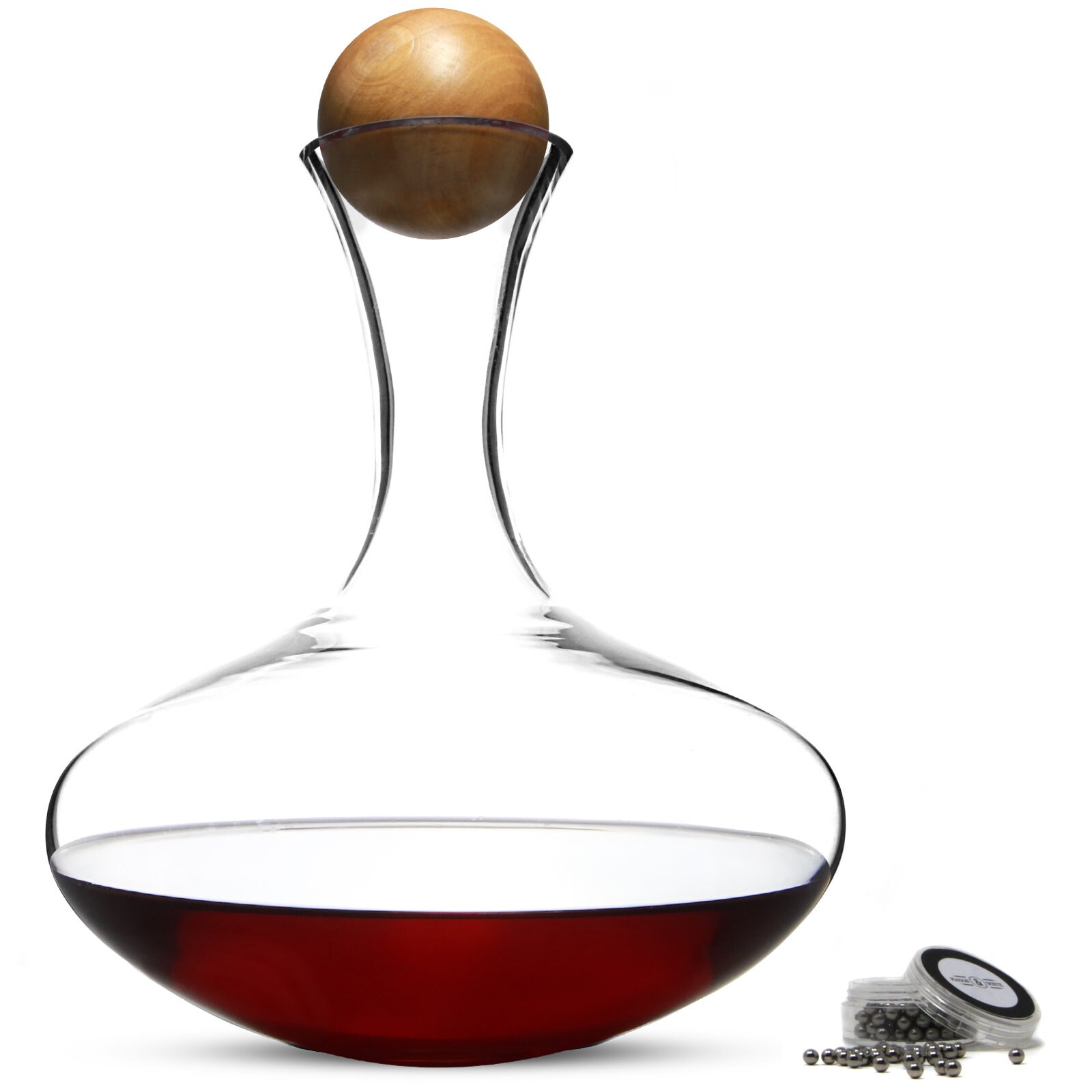 2.5L Glass Wine Decanter Set Oak Stopper & Cleaning Balls Etsy UK