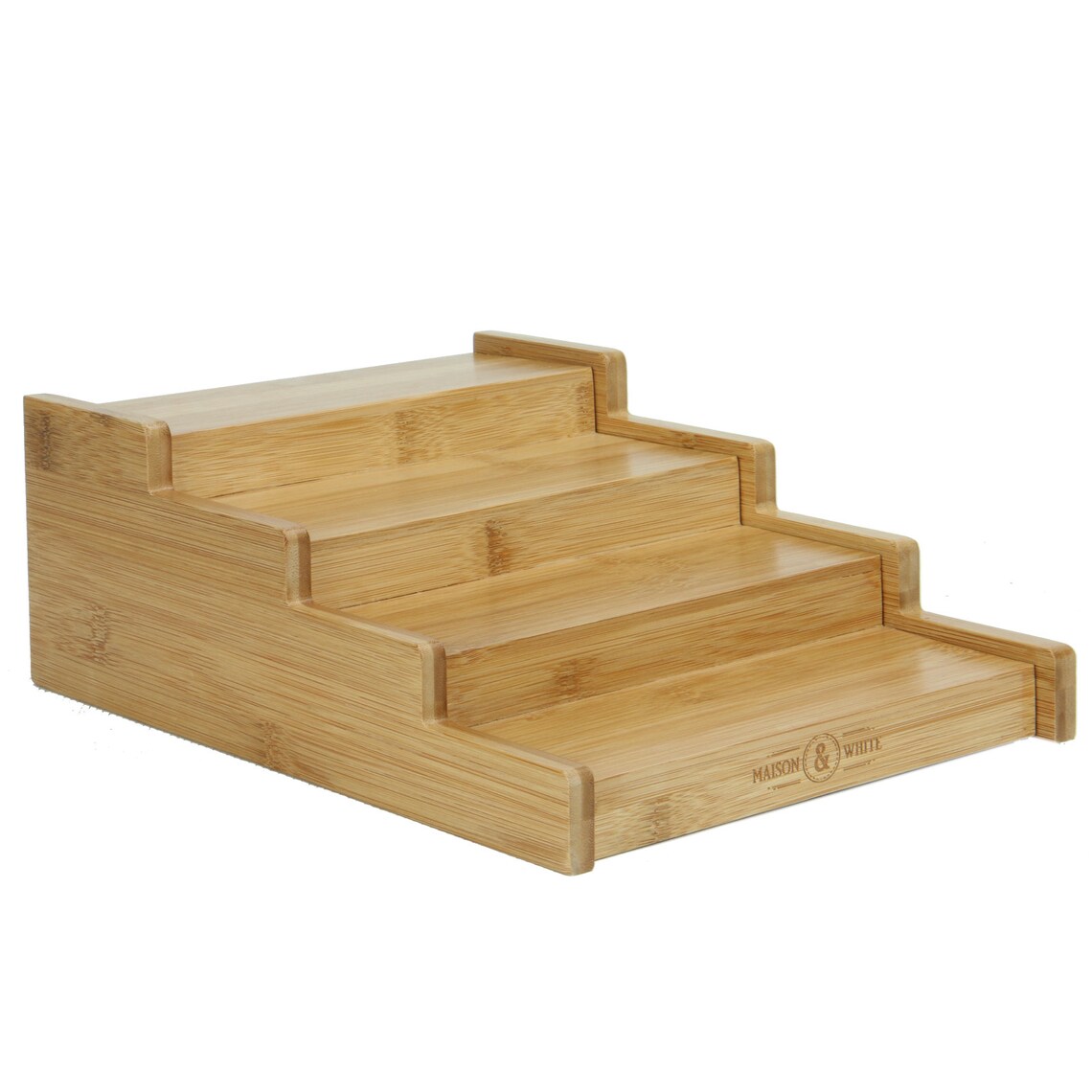 4 Tier Bamboo Organiser Spice Rack Expandable Cupboard Shelf Etsy