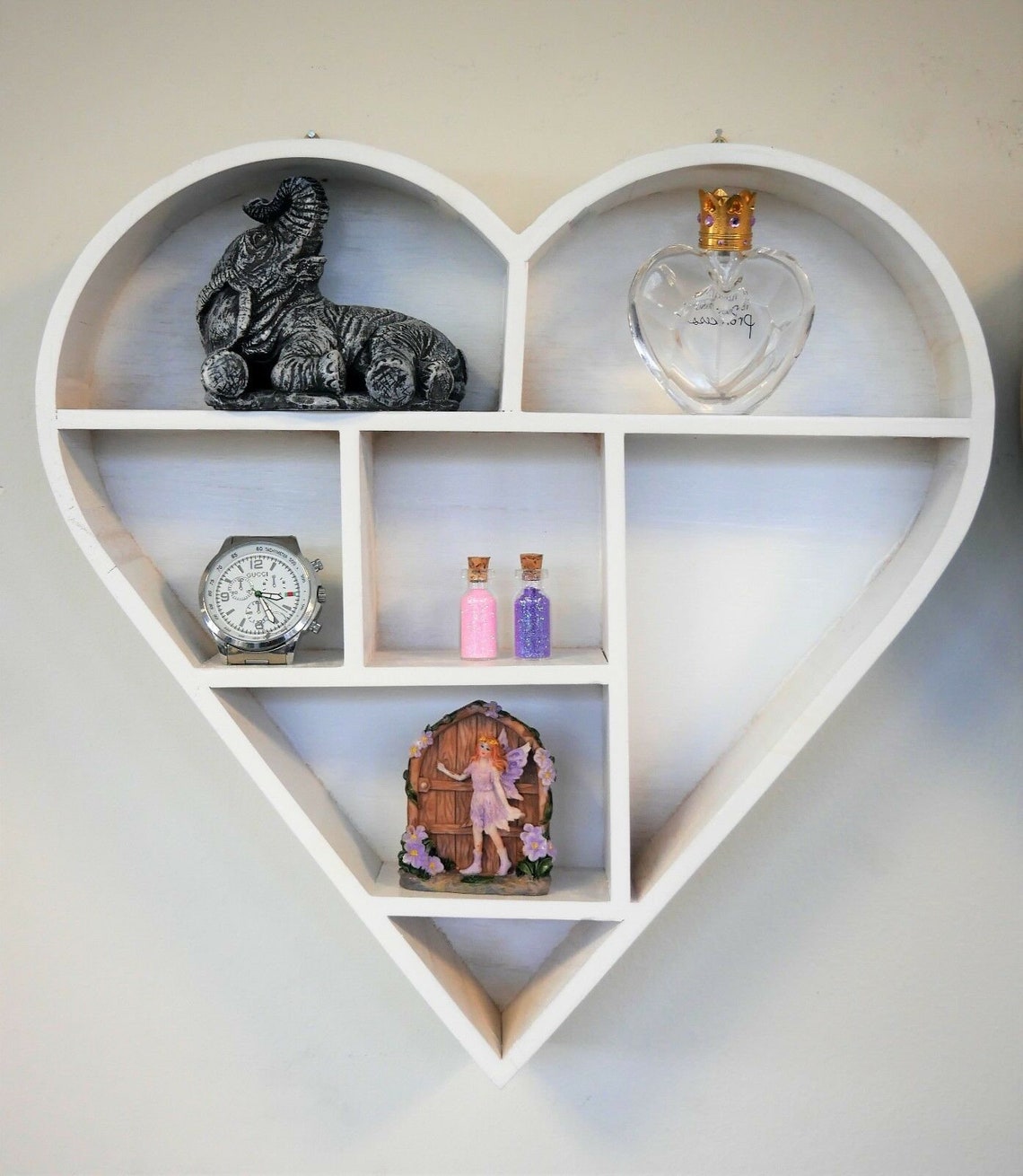 Wooden Heart Shaped Wall Hanging Shelf Unique Display Unit Etsy