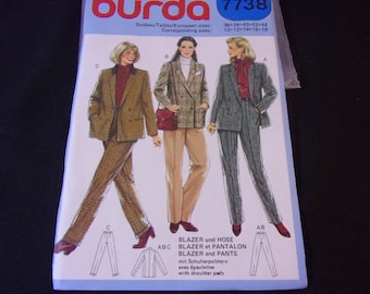 Burda Pattern 7738 Sizes 10-12-14-16-18 Blazer & Pants Pattern UNCUT Factory Fold