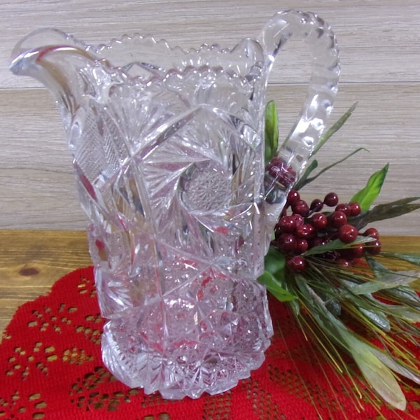 Wedding Gift, Antique American Brilliant Period Cut Glass Pitcher, Barware Water Pitcher, Anniversary Gift