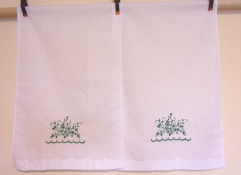 Vintage Hand Embroidered Tea Towels Cotton Tea Towels/hand Etsy
