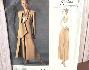 Vogue 1524 Pattern, Claude Montana Designer Original Suit, Jacket & Diaper Pants, Uncut FF, 90s Vintage Paris Fashion  Pattern Size 12-14-16