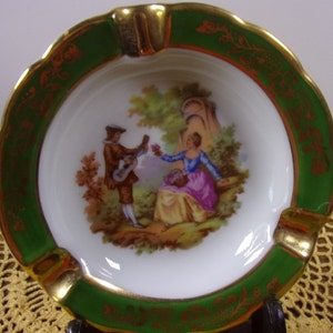 Vintage Limoges Ashtray About Love with Gold Trim Aimer