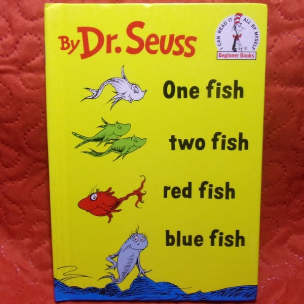 Vintage Dr. Seuss "One fish two fish red fish blue fish" Book Club Edition, Vintage 1988, New Hardback, Beginner Books