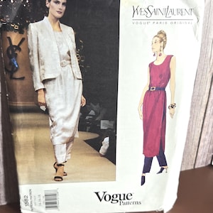 Vogue 1582 Yves Saint Laurent Pattern • Vintage 1970s Designer Dress & Jacket FF-Uncut