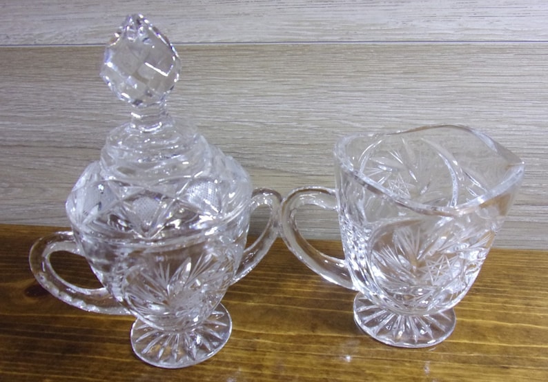 Vintage Imperlux Hand Cut Lead Crystal Creamer and Sugar Bowl Etsy