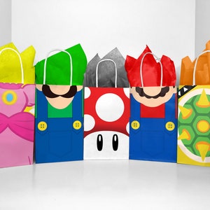 Mario Brothers Favor Bag, Mario Brothers Printable, Mario Birthday Party, Mario Goodie Bag, Super Mario, Video Game Party, Digital Download