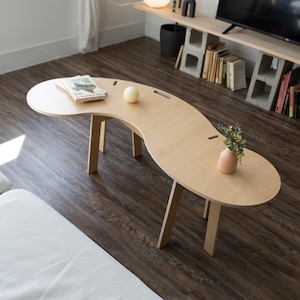 Wavy Coffee Table: Baltic Birch Scandinavian Squiggle Table