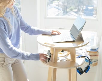 Modern Minimalist Standing Desk Small Space Desk Office Work Scandinavian Scandi Desk Mid-Century Desk Wood Desk for Standing Desk Wood