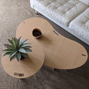 Japandi Coffee Table Scandinavian Furniture Japandi Furniture Coffee Table Kidney Table Mid-Century Modern Living Room Furniture Unique Wood honey maple w/maple