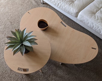Japandi Kidney Coffee Table: Scandinavian Mid-Century Modern Furniture