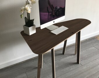 Mid-century modern, Propeller shaped, Curvy desk, Designer desk, Scandinavian, walnut desk, modern desk