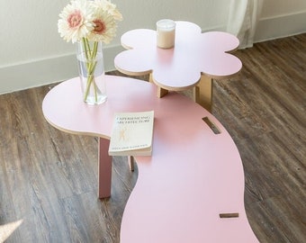 PINK table, Wavy Coffee Table, squiggle Coffee Table, living room table, curvy Table, Cute Table