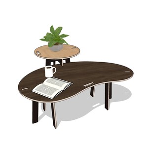 Japandi Coffee Table Scandinavian Furniture Japandi Furniture Coffee Table Kidney Table Mid-Century Modern Living Room Furniture Unique Wood image 9