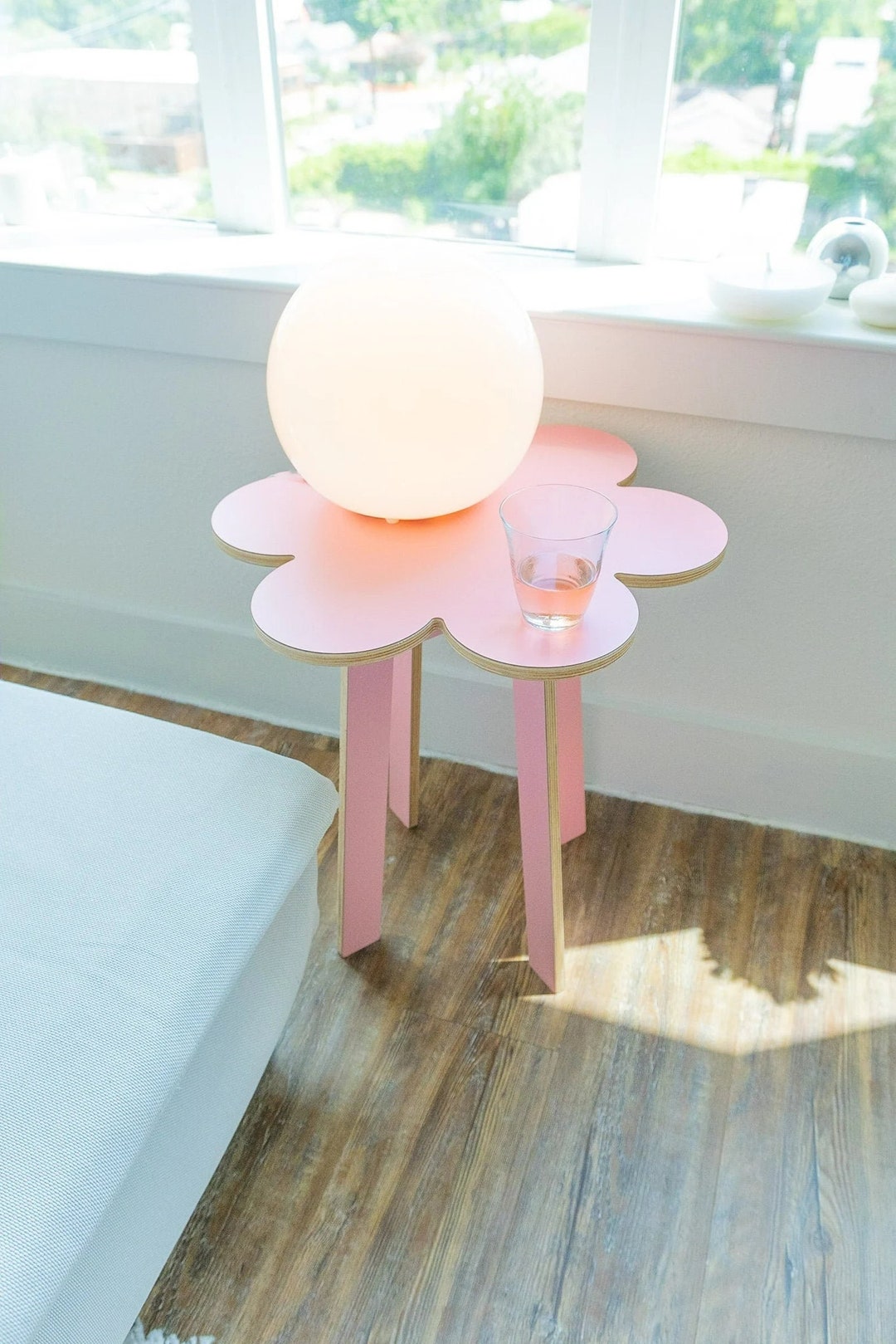 Pink Side Table Pink Decor Wavy Table Wavy Furniture Flower Table Cute Table Bedside Table Etsy
