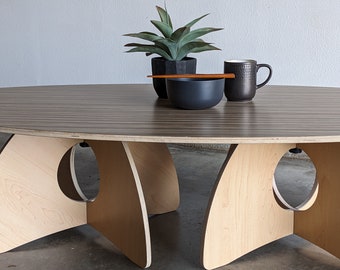 Japandi oval coffee table, scandinavian, wood table, simple wooden table, birch wood