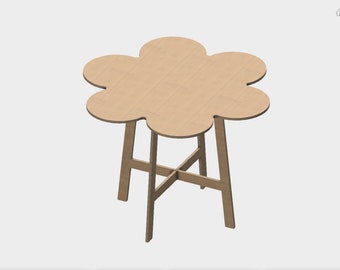 flower shaped dining table, pink table, maple dining table