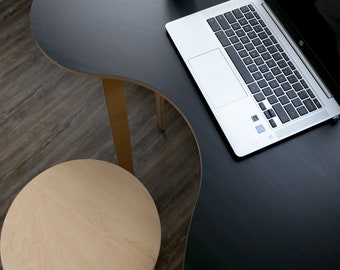 Squiggle Desk: Modern Baltic Birch Home Office Desk