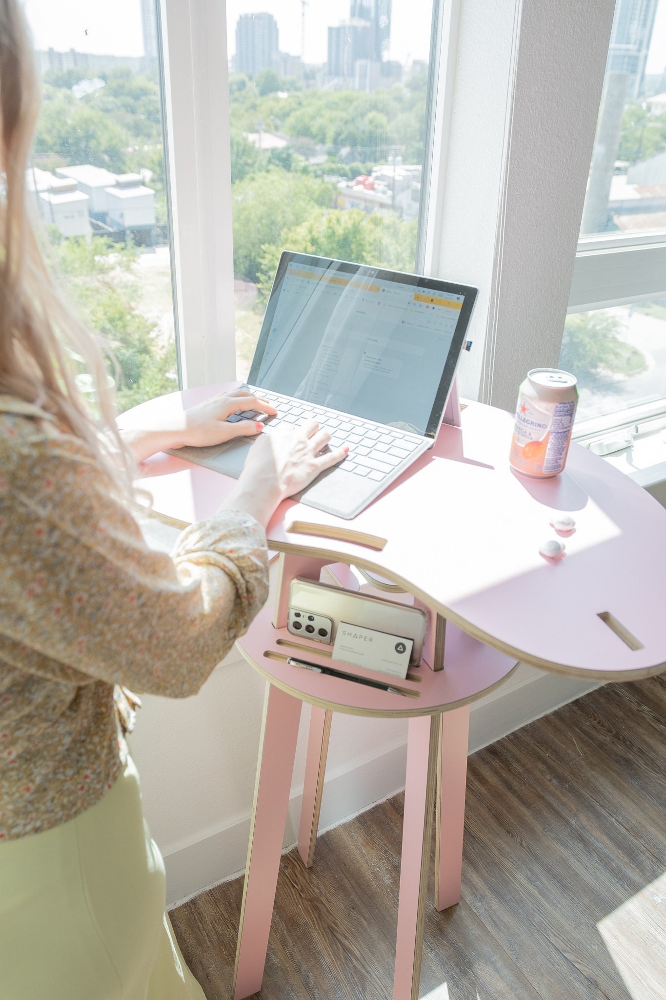Pink adjustable desk discount