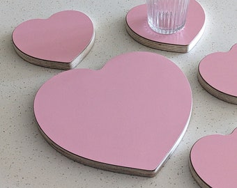 pink heart coaster, pink heart wall decor, cute pink gift, dorm decor, bedroom decor, heart coasters