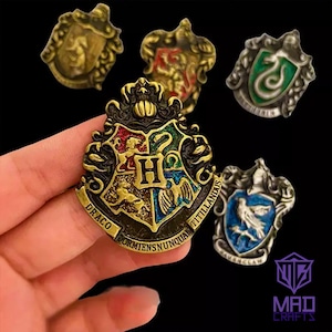 Wizard Academy House Crest Enamel Pin Set – Fantasy School Badge Brooch Gift