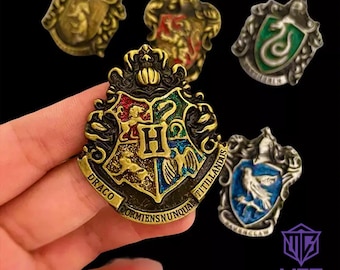 Wizard Academy House Crest Enamel Pin Set – Fantasy School Badge Brooch Gift