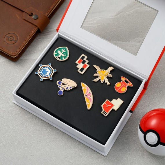 Pokmon Gym Badge Pin Set  Kanto Johto Hoenn Sinnoh Unova Kalos Regions   8 Badge Collection Box  Enamel Pins Gift - Etsy