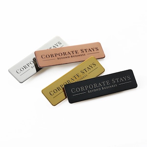 Custom Engraved Metal Name Tag - Stainless Steel, Aluminum, or Brass, Personalised Badge for Work Uniform Office Gift