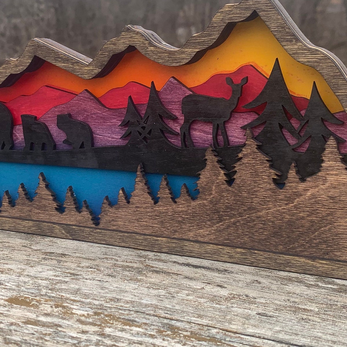 Mountain Shelf Decor - Mantel Decoration - Cabin Decor - Housewarming Gift - Outdoorsman Gift - Nature-inspired Decor - Rustic Home Decor - Etsy