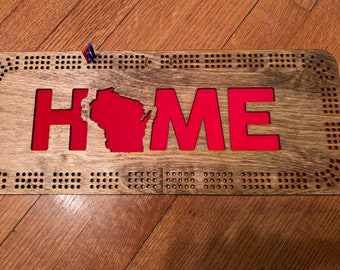 Wisconsin Cribbage Board, Gift for Family, Handmade Board Game, Cribbage Board, Housewarming Gift, Gift for Sports Fans, Gift for RV