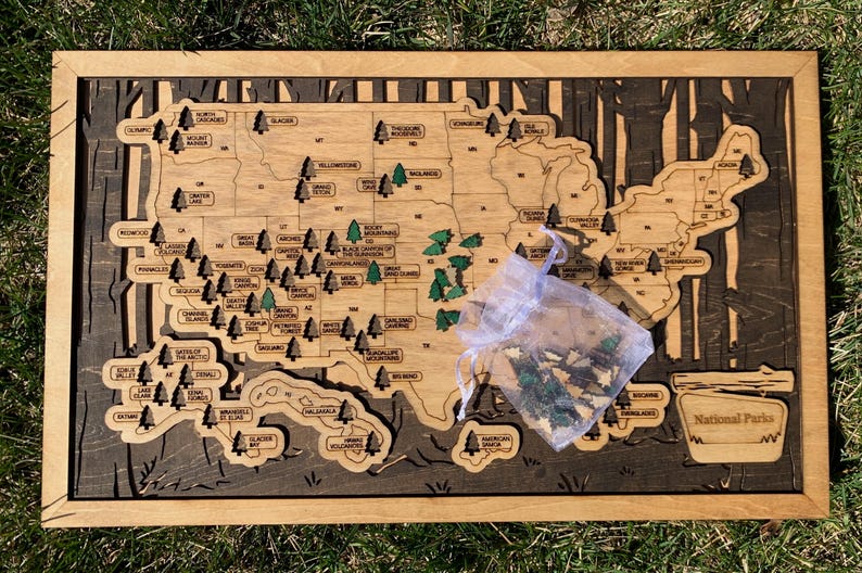 National Parks Fillable Checklist Map